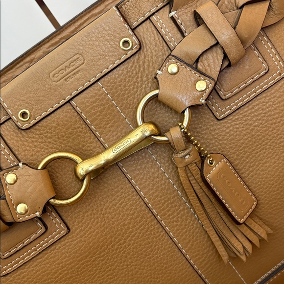 Coach Vintage Hampton Braided Pebbled Leather shoulder Bag tan Y2K Classic - Picture 5 of 16